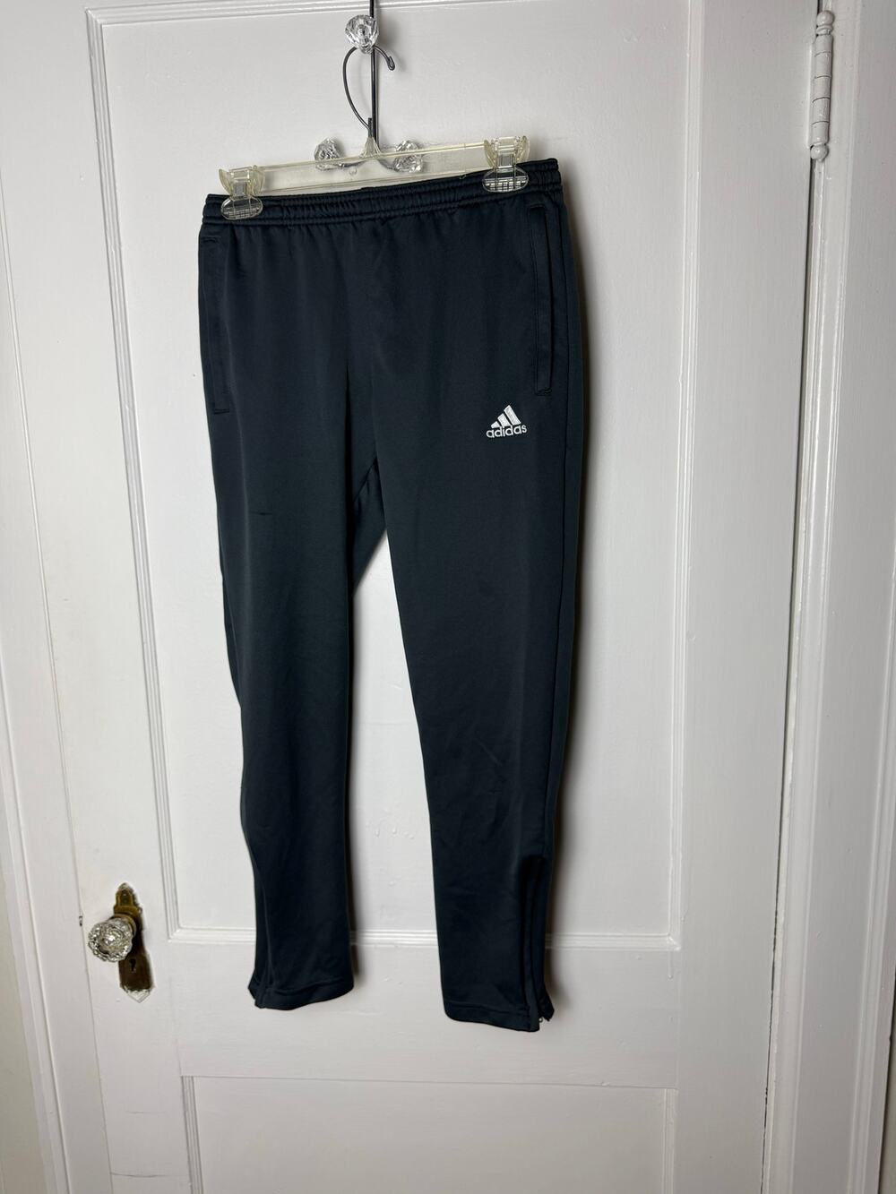 Adidas Climalite Gray Logo Straigh Leg Track Pants Soccer Pants Youth Kids MED